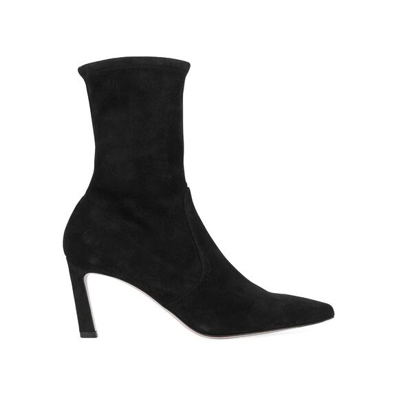 Stuart Weitzman Black Suede Sock Ankle Boots Pointed Toe Size 10M Heels - Picture 1 of 13